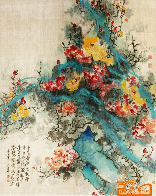 中国夏布画 牡丹图